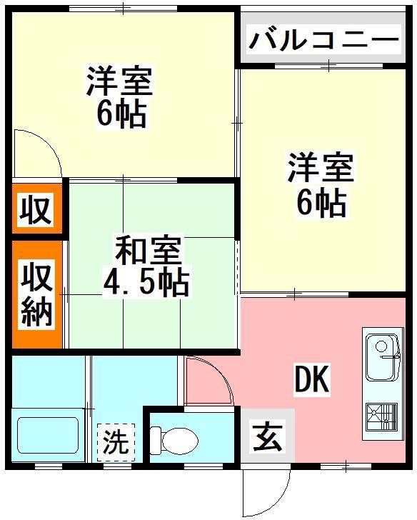 エレガンス(3K/1階)の間取り写真
