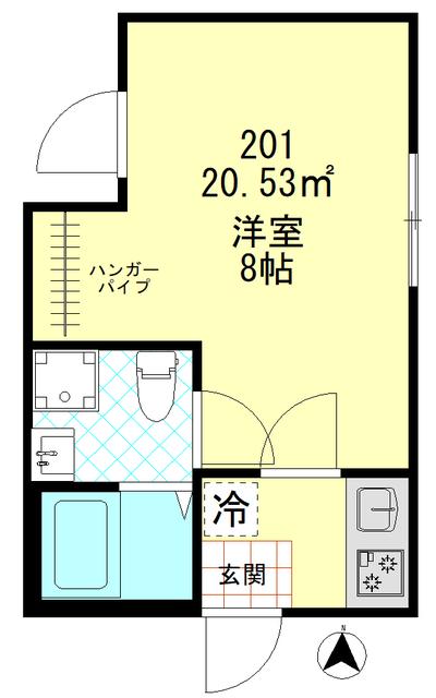 クレール蓮根(1K/2階)の間取り写真