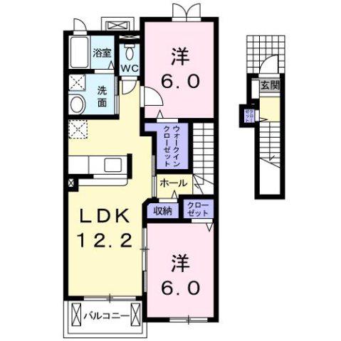 フェリス・ユー II(2LDK/2階)の間取り写真