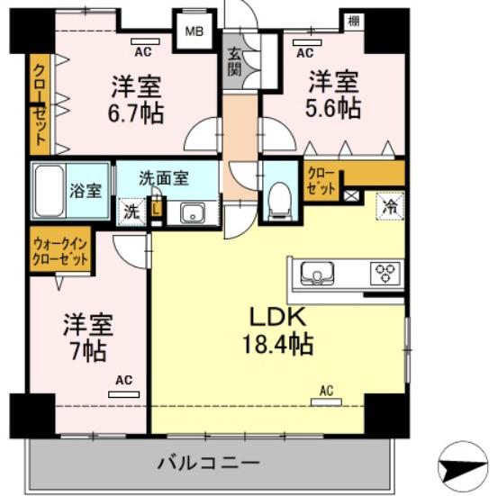 GLANZ KYOEI VI(3LDK/5階)の間取り写真