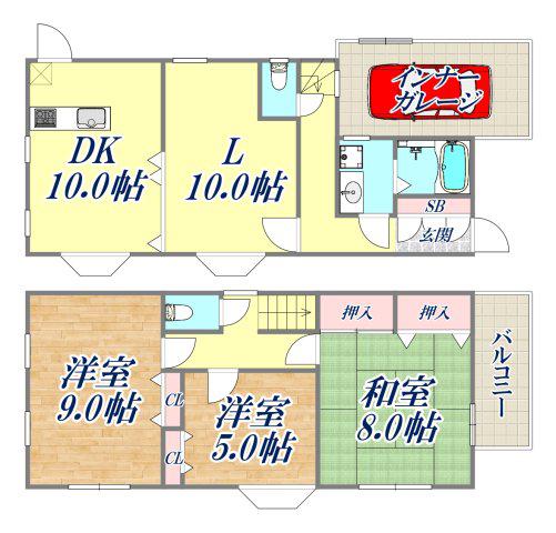 本山中町2丁目戸建(3LDK/1階)の間取り写真