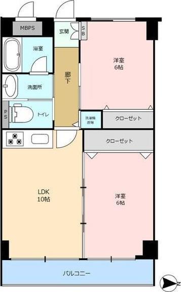 AZ BEANS(2LDK/3階)の間取り写真