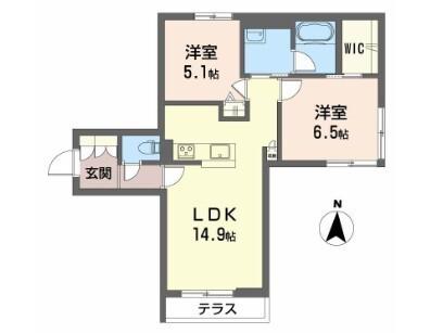 シャーメゾン英和(2LDK/1階)の間取り写真