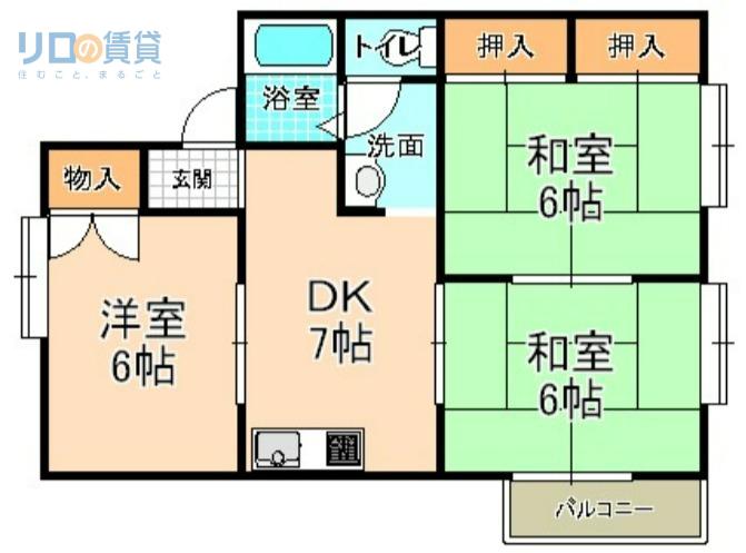メゾンフレール(3DK/2階)の間取り写真
