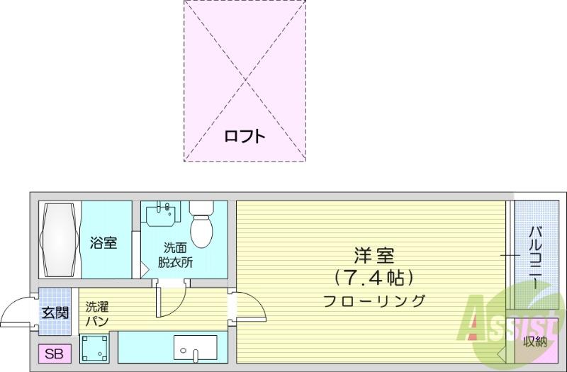 CORP.RIC(1K/1階)の間取り写真
