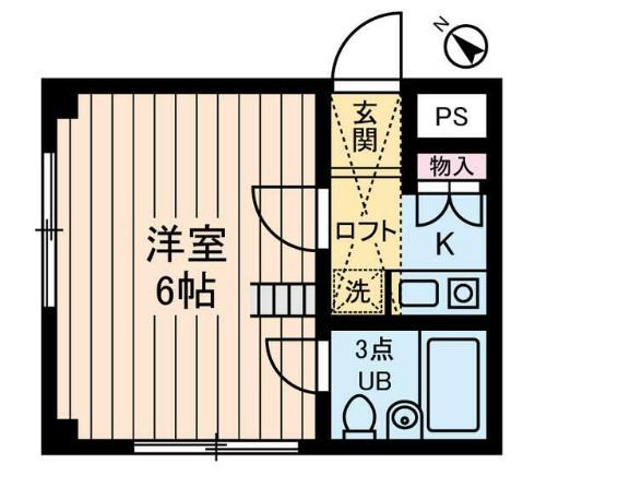 イリス三田(1K/2階)の間取り写真