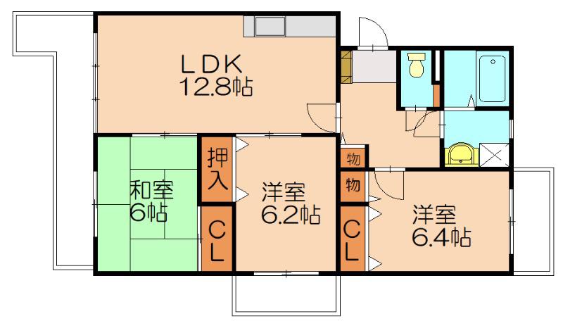 リヴェール伊賀II(3LDK/3階)の間取り写真