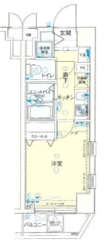 メインステージ恵比寿東(1K/4階)の間取り写真
