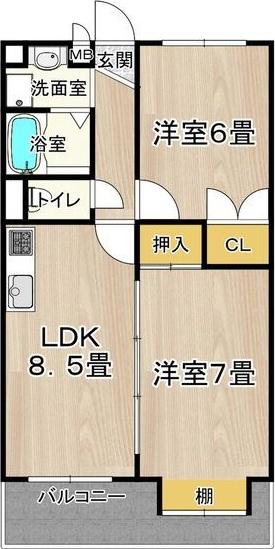 ブランドールMIII(2LDK/5階)の間取り写真
