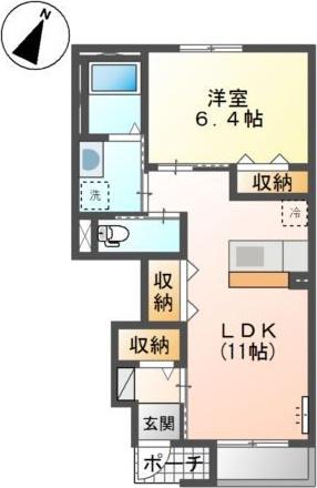サウスエトワール(1LDK/1階)の間取り写真