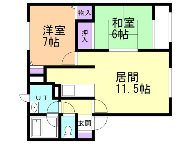 ザ・ビレッジ大野壱番館(2LDK/2階)の間取り写真