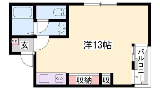 キャッスルコート南新在家(1K/2階)の間取り写真
