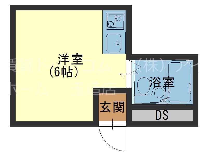 大宝谷6ロイヤルハイツ(ワンルーム/1階)の間取り写真