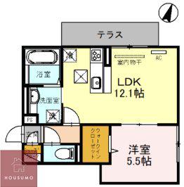 アグレイド北桜塚(1LDK/2階)の間取り写真