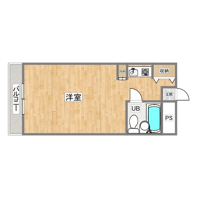 近鉄奈良線 新大宮駅 徒歩14分 4階建 築37年(ワンルーム/4階)の間取り写真