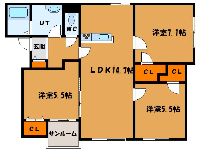 ミキパレス(3LDK/2階)の間取り写真