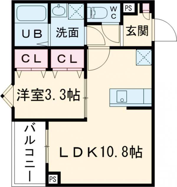 ジーメゾン大和郡山カシータ(1LDK/3階)の間取り写真