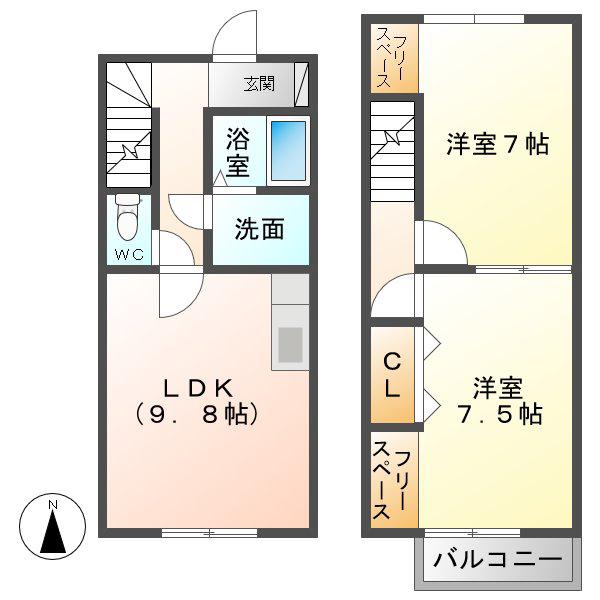 BELLE DEMEURE(2LDK/1階)の間取り写真