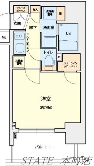 レオンコンフォート本町(1K/14階)の間取り写真
