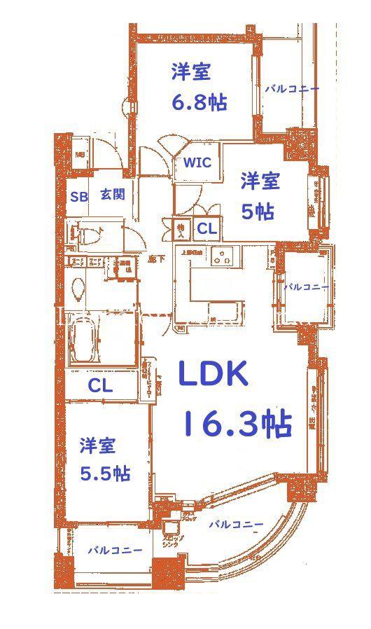 横濱蒔田公園パークホームズ(3LDK/5階)の間取り写真