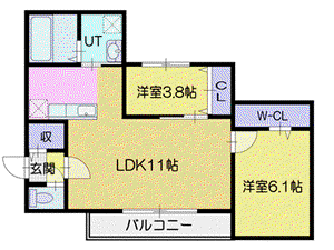 RESIDENCE LEA LEA(2LDK/4階)の間取り写真