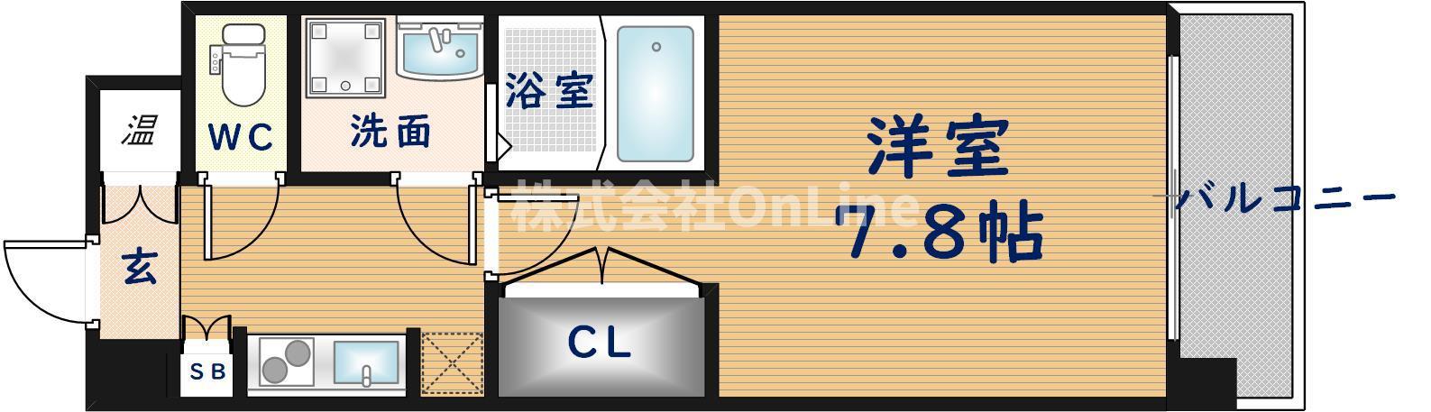 CASSIA高井田 ノース COURT(1K/3階)の間取り写真