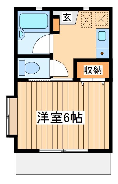 武蔵野ハイツ(1K/1階)の間取り写真