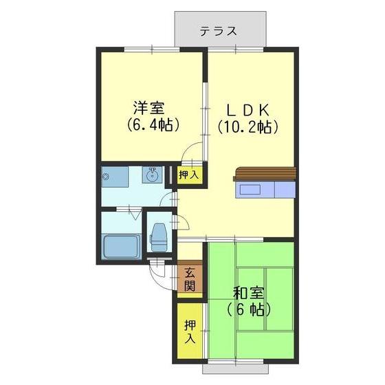 八尾コーポ(2LDK/1階)の間取り写真