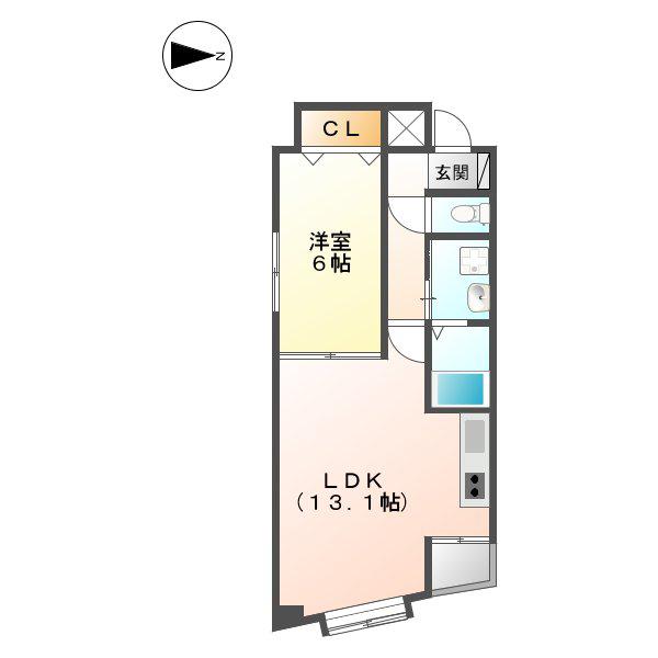 ヴィヴレ浄心(1LDK/3階)の間取り写真