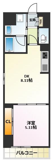 CAMPHORA(1DK/8階)の間取り写真