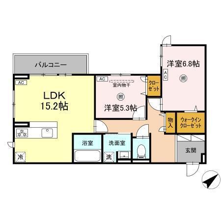 プラーナ(2LDK/3階)の間取り写真