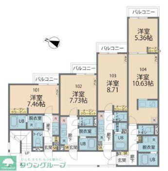 カインドネス新座サウス(1LDK/1階)の間取り写真