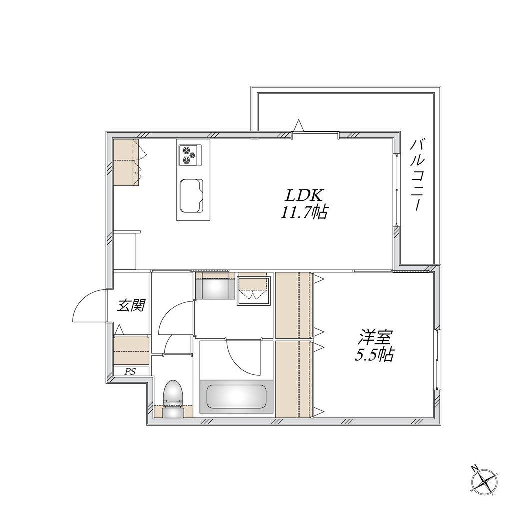 MAISON SARKLAND(1LDK/2階)の間取り写真