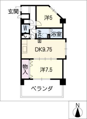 ニューソレイユつるしろ(2DK/3階)の間取り写真