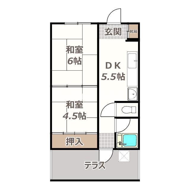 大西マンション(2DK/1階)の間取り写真