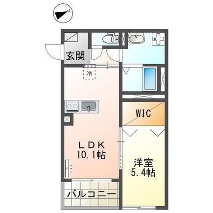 シャトー岩田 勝部(1LDK/1階)の間取り写真
