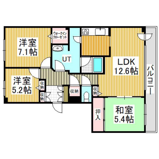 グランドール大東(3LDK/7階)の間取り写真