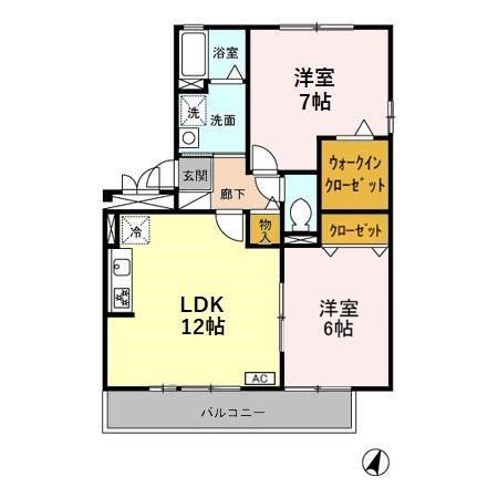 ゴールドパストラル(2LDK/3階)の間取り写真
