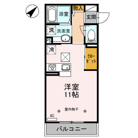 ジョーヌエトワール(ワンルーム/1階)の間取り写真