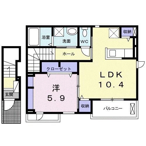 エルマーノ タワラヤ(1LDK/2階)の間取り写真