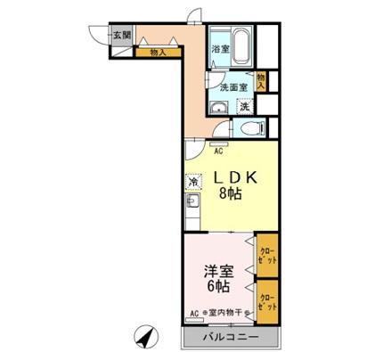 マウントサイド(1LDK/3階)の間取り写真
