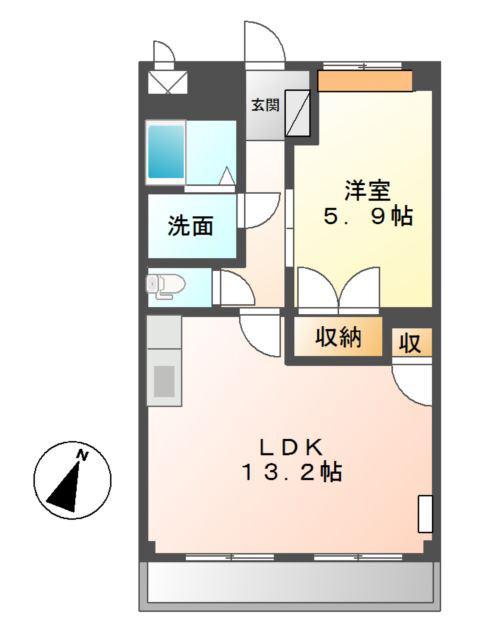 グランディールI(1LDK/3階)の間取り写真