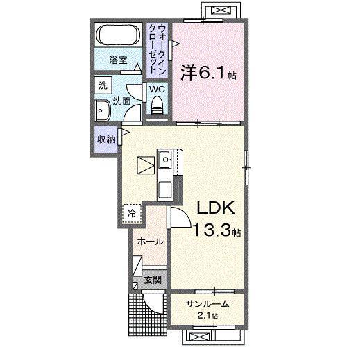 スケールII(1LDK/1階)の間取り写真