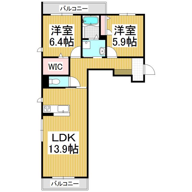 サンリッツ杉山(2LDK/2階)の間取り写真
