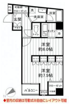 ドルチェ日本橋キャナルシティー(1K/9階)の間取り写真