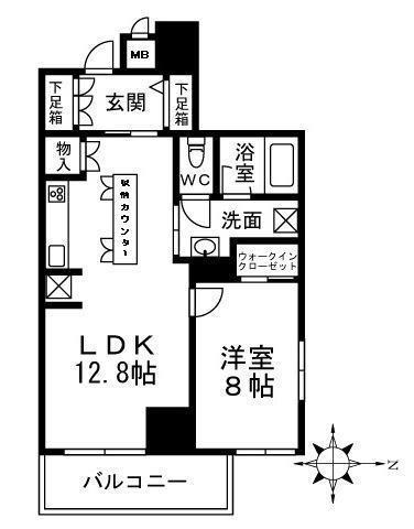 リーディア玉造駅前(1LDK/15階)の間取り写真