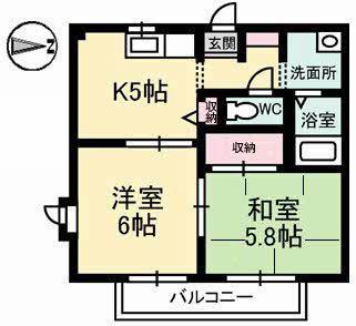 ディアスマーサ(2K/2階)の間取り写真