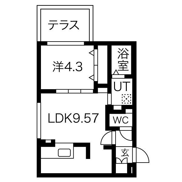 AMADEUS本通(1LDK/1階)の間取り写真