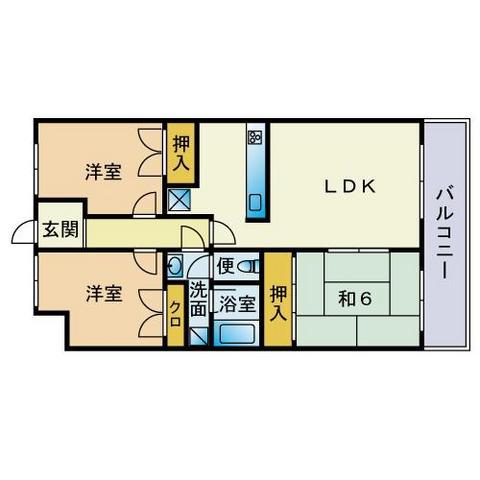 アーバンヒルズ南福岡VI(3LDK/3階)の間取り写真