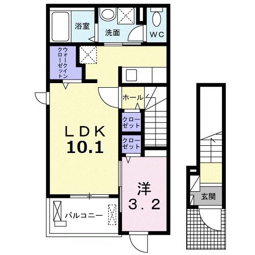 アドニス(1LDK/2階)の間取り写真